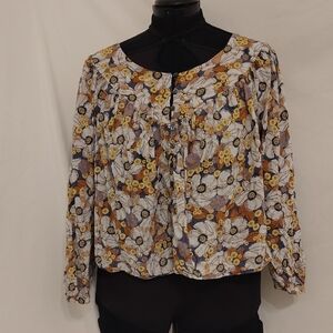a.n.a Floral Peasant Blouse in Yellow and White